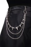 Silver 3 Zincirli Dikenli Punk Gotik Pantolon Zinciri