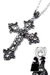 Silver Anime Misa Çiçek Motifli Haç Kolye