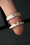 Silver Kawai Cat Couple Çift Yüzük 