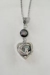 Silver Siyah Moonstone Kalp Motifli Ay ve Kedi Detaylı Kolye