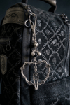 Silver Skeleton Rose Dikenli Tel Kalp Çanta Süsü