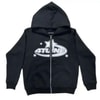 Siyah 4Tune Fermuarlı (Unisex) Kapüşonlu Sweatshirt