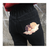 Siyah Angels Beli Lastikli Boyfriend Kot Pantolon