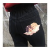 Siyah Angels Beli Lastikli Boyfriend Kot Pantolon