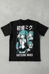 Siyah Anime Hatsune Miku Collage Y2K Unisex T-Shirt