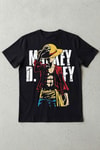 Siyah Anime One Piece Monkey D. Luffy  Y2K Unisex T-Shirt