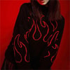Siyah Burning Unisex Oversize Kazak