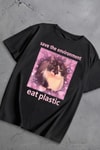 Siyah Eat Plastic Cat Memae Unisex T-Shirt