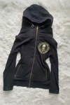 Siyah Fascination Skull Gotik Harajuku Y2K Kapüşonlu Crop Hırka