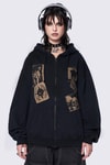 Siyah Gothic Paranoid Kapüşonlu Sweatshirt