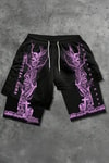 Siyah Gotik Pink Skeleton Cepli Şort