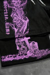 Siyah Gotik Pink Skeleton Cepli Şort