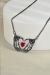 Siyah Gotik Skeleton Heart Kolye