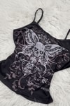 Siyah Gotik Skull Butterfly Wings Y2K Askılı Crop