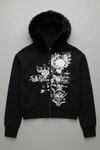 Sİyah Gotik Skull Cross Kürk Detaylı Y2K Crop Hırka