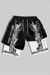 Siyah Gotik White Skeleton Cepli Şort