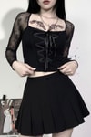 Siyah Harajuku Fashion Gotik Detaylı Y2K Uzun Kollu Crop