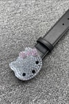 Siyah Hello Kitty Taşlı Deri Kemer