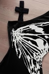 Siyah Kelebek Kanatlı Askılı Grunge Y2K Kısa Kollu Crop