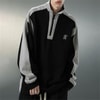Siyah King B Gri Melanj Şeritli Balıkçı Yaka Yarım Fermuarlı (Unisex) Uzun Kollu