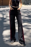 Siyah Kırmızı Üç Şeritli Y2K Unisex Baggy Pantolon