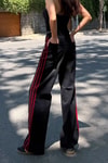 Siyah Kırmızı Üç Şeritli Y2K Unisex Baggy Pantolon