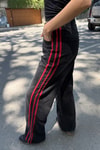 Siyah Kırmızı Üç Şeritli Y2K Unisex Baggy Pantolon