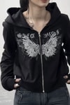 Siyah Love Wings Gotik Y2K Unisex Hırka