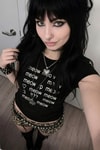 Siyah Meow Meow Meow :3 Y2K Kısa Kolu Crop