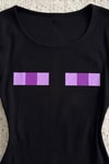 Siyah Minecraft Enderman Purple Eyes Y2K Uzun Kollu Crop