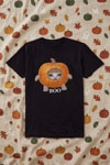 Siyah Pumpkin Cat BOO Halloween Unisex T-Shirt