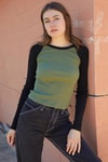 Siyah Raglan Kollu Yeşil Basic Uzun Kollu Crop