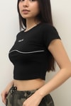 Siyah Şerit Detay Rokbb Kob Y2K Kısa Kollu Crop
