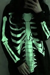 Siyah Skeleton Body Fosforlu Gotik Halloween Unisex Sweatshirt