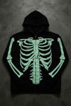 Siyah Skeleton Body Fosforlu Gotik Halloween Unisex Hırka