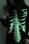 Siyah Skeleton Body Fosforlu Gotik Halloween Unisex Sweatshirt