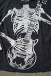 Siyah Skeleton Guitar Gotik Beyaz Kollu Y2K Uzun Kollu T-Shirt
