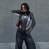 Siyah Spider Çıtçıtlı Uzun Kollu Body