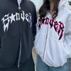 Siyah Spider Sırt Baskılı Kalın Kumaş Fermuarlı (Unisex) Kapüşonlu Sweatshirt