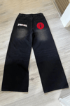 Siyah Spider Taşlamalı Baggy Pantolon
