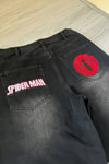 Siyah Spider Taşlamalı Baggy Pantolon