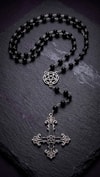 Siyah Taşlı Gotik Pentagam Cross Kolye