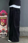 Siyah Ters Dikiş Skater Streetwear Y2K Unisex Baggy Pantolon