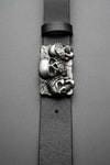 Siyah The Three Wise Skulls Belt Deri Kemer