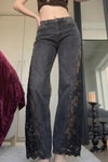 Siyah Tıkamalı Dantelli Vintage Baggy Pantolon
