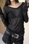 Siyah Transparan V Yaka Salaş Full Body Crop