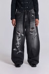 Siyah Yıkamalı Shadow Spine Yırtık Detaylı Gotik Y2K Unisex Baggy Pantolon