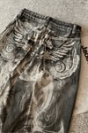 Siyah Yıkamalı Shadow Spine Yırtık Detaylı Gotik Y2K Unisex Baggy Pantolon