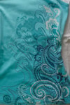Turkuaz Flower Motifli Y2K Askılı Crop