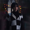 Wednesday Addams Damalı Oversize V Yaka Süveter